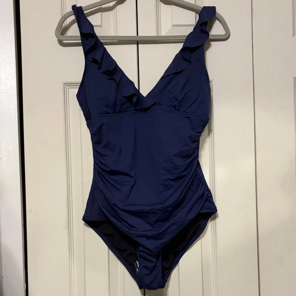 Cupshe Deep Blue Ruffle Swimsuit - Picture 6 of 9